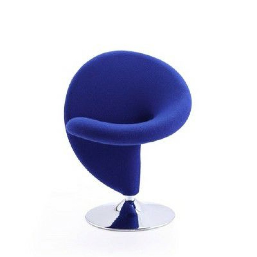 Set Of 2 Curl Wool Blend Swivel Accent Chairs Blue Manhattan Comfort | * Wholesale