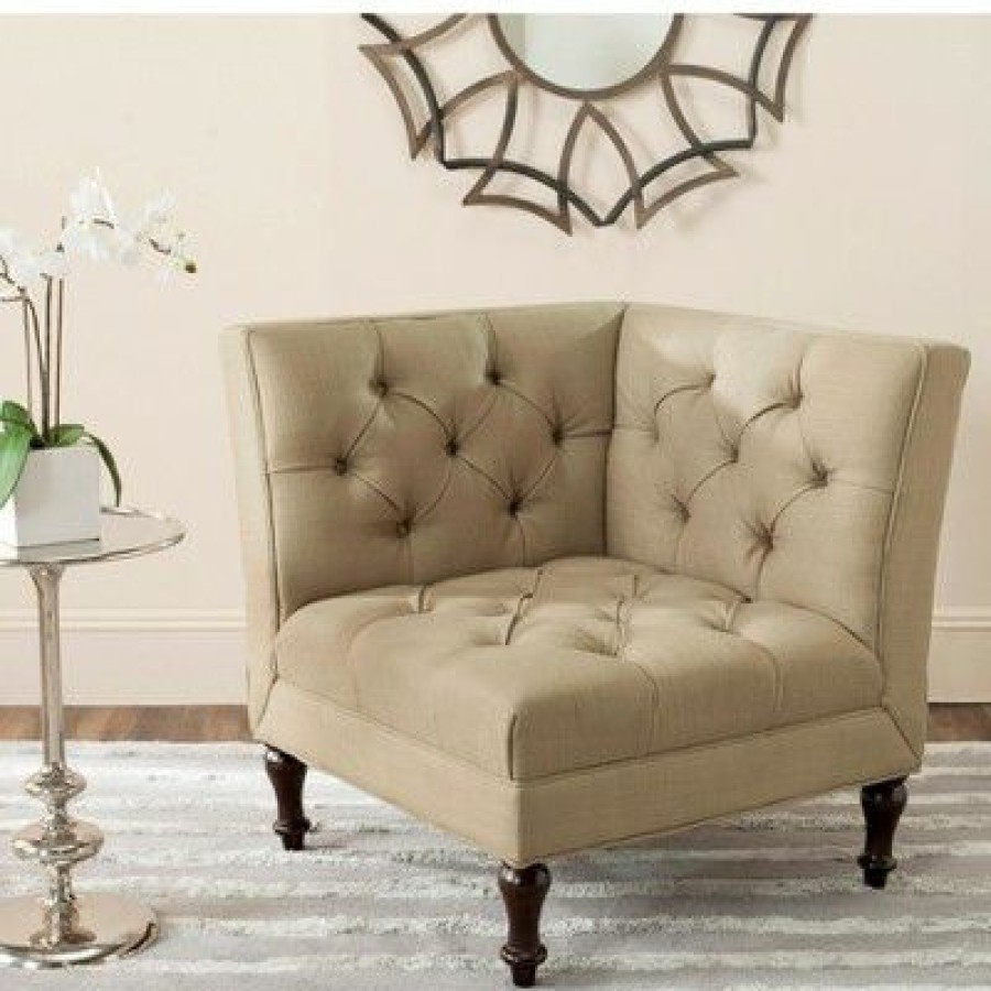 Jack Tufted Corner Chair Antique Gold Safavieh | * Online