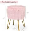 Costway Faux Fur Vanity Chair Makeup Stool Furry Padded Seat Round Ottoman / | * Best