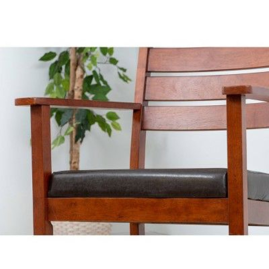 Gift Mark Adult Rocking Chair With Horizontal Back And Brown Faux Leather Seat | * New