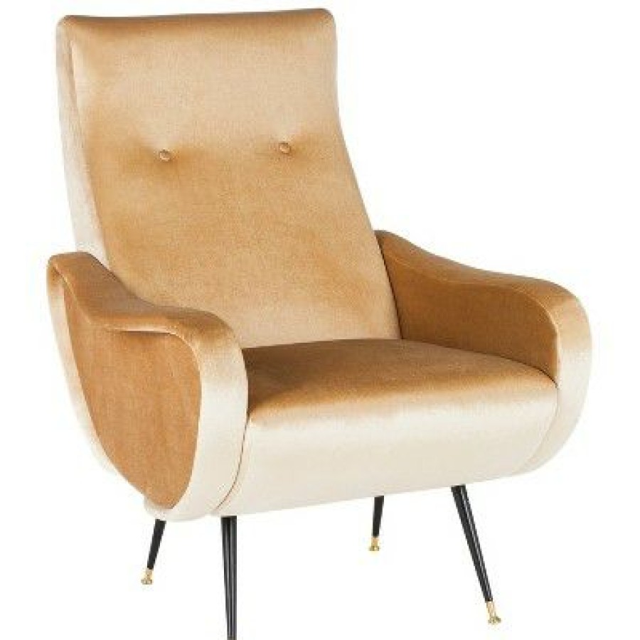 Elicia Mid-Century Armchair Camel Velvet Safavieh | * Online