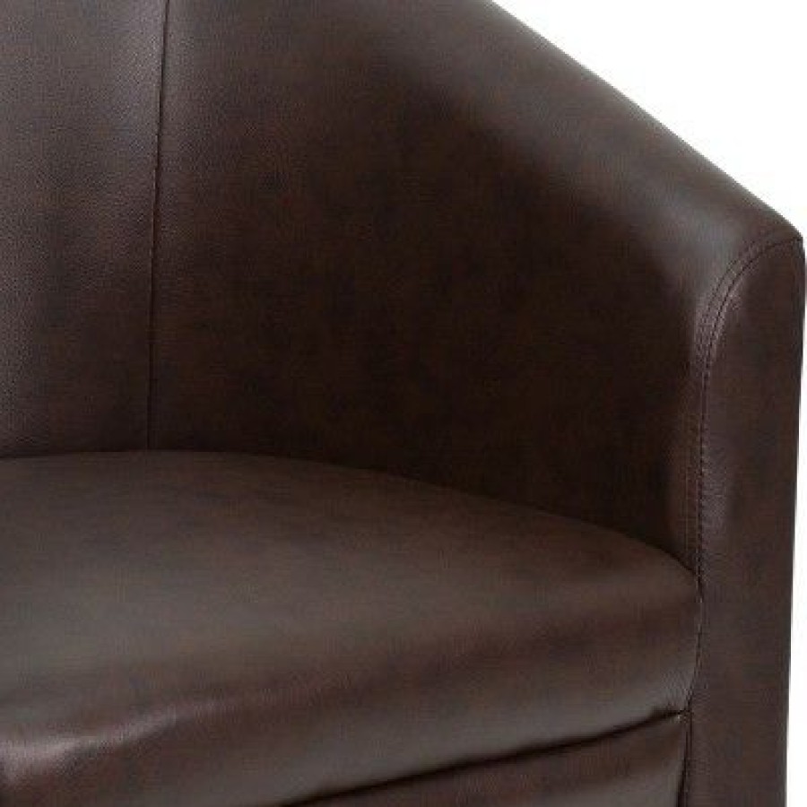 Flash Furniture Brown Leathersoft Barrel-Shaped Guest Chair | * Hot