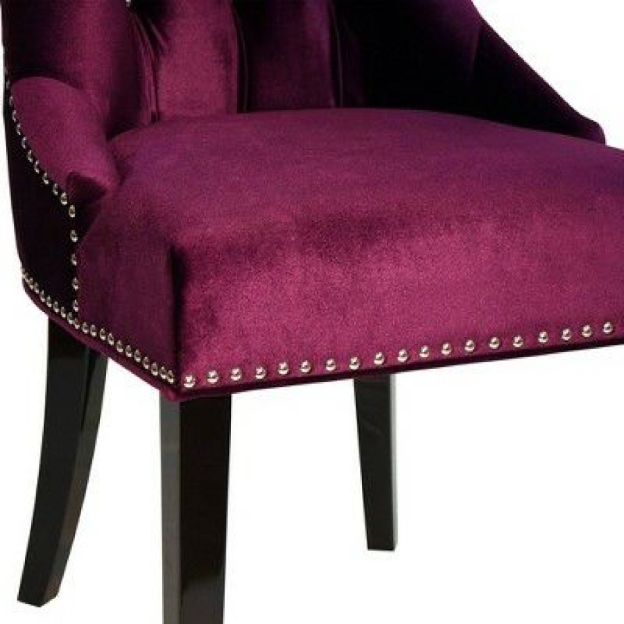 Carlyle Tufted Velvet Side Chair With Nailhead Trim Purple Armen Living | * Best