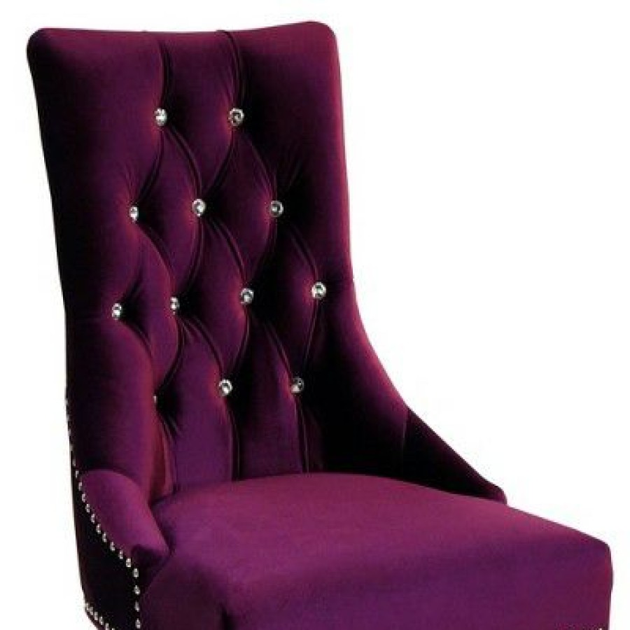 Carlyle Tufted Velvet Side Chair With Nailhead Trim Purple Armen Living | * Best