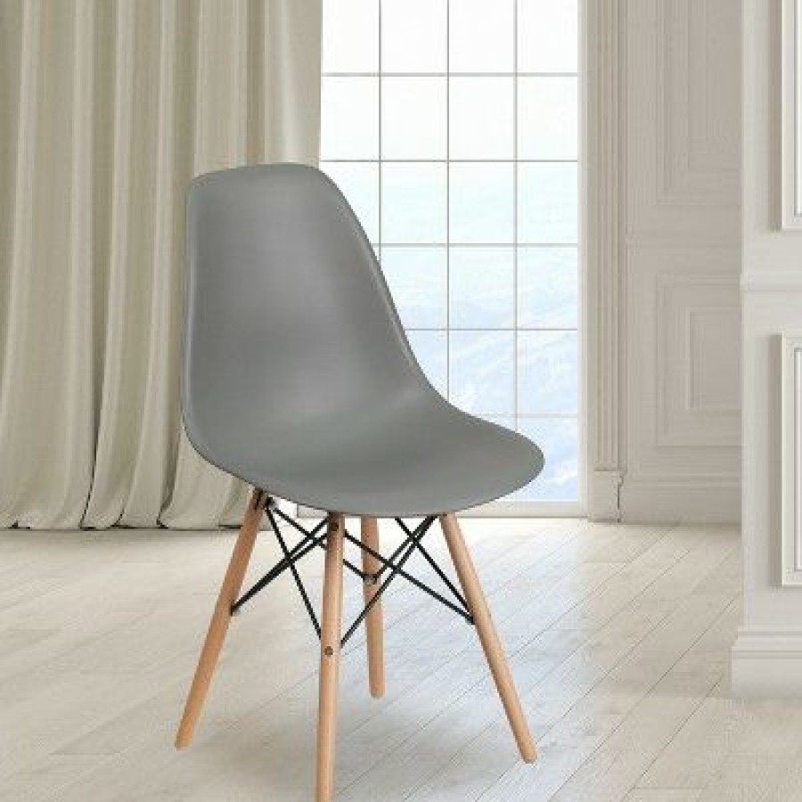 Flash Furniture Elon Series Plastic Chair With Wooden Legs | * Clearance