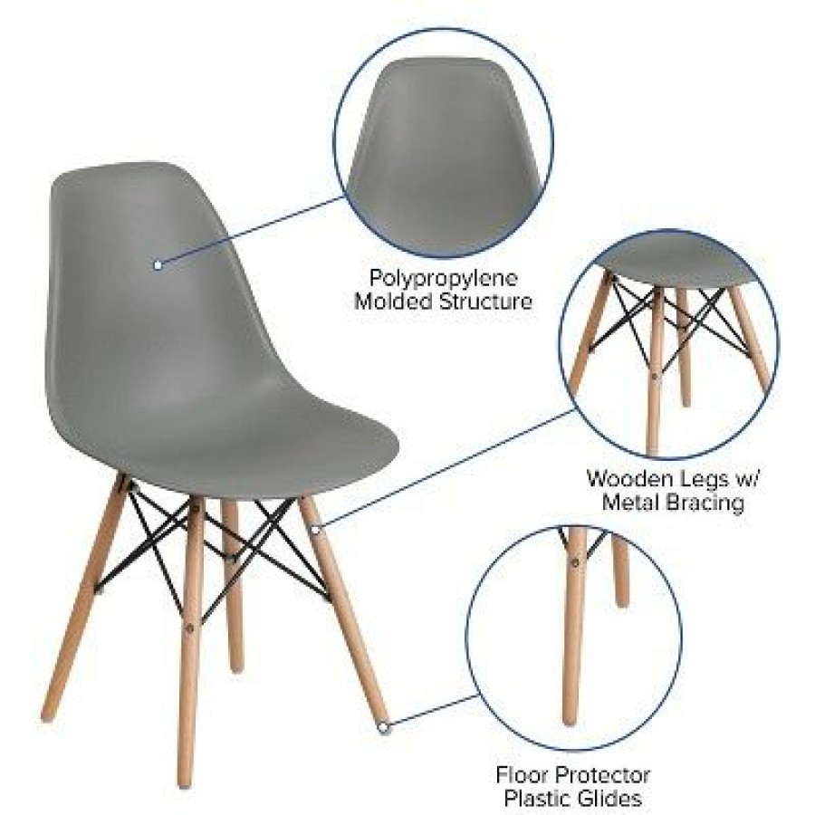 Flash Furniture Elon Series Plastic Chair With Wooden Legs | * Clearance