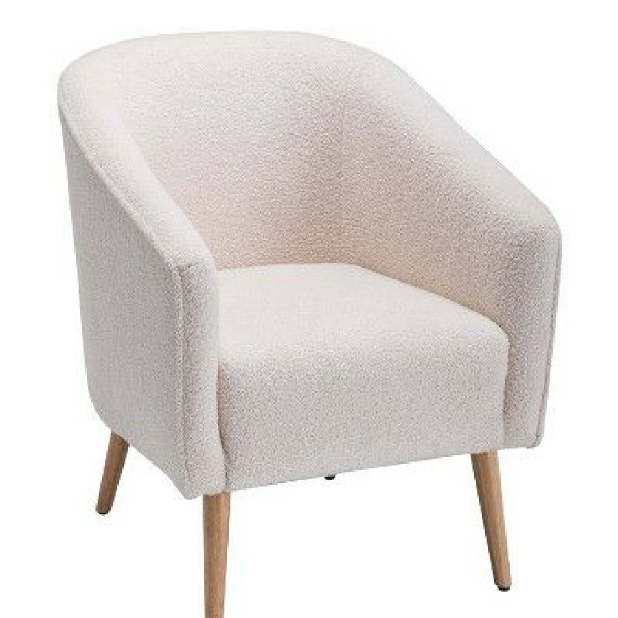 Faux Shearling Barrel Accent Chair Cream Faux Shearling Wovenbyrd | * Best