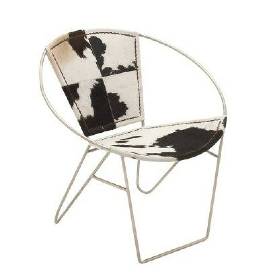 Contemporary Goat Leather And Iron Accent Chair Olivia & May | * Online