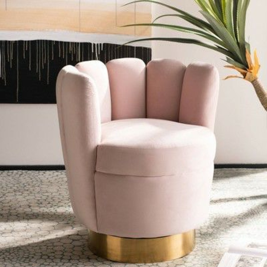 Arrow Channel Tufted Chair Light Pink Safavieh | * Online