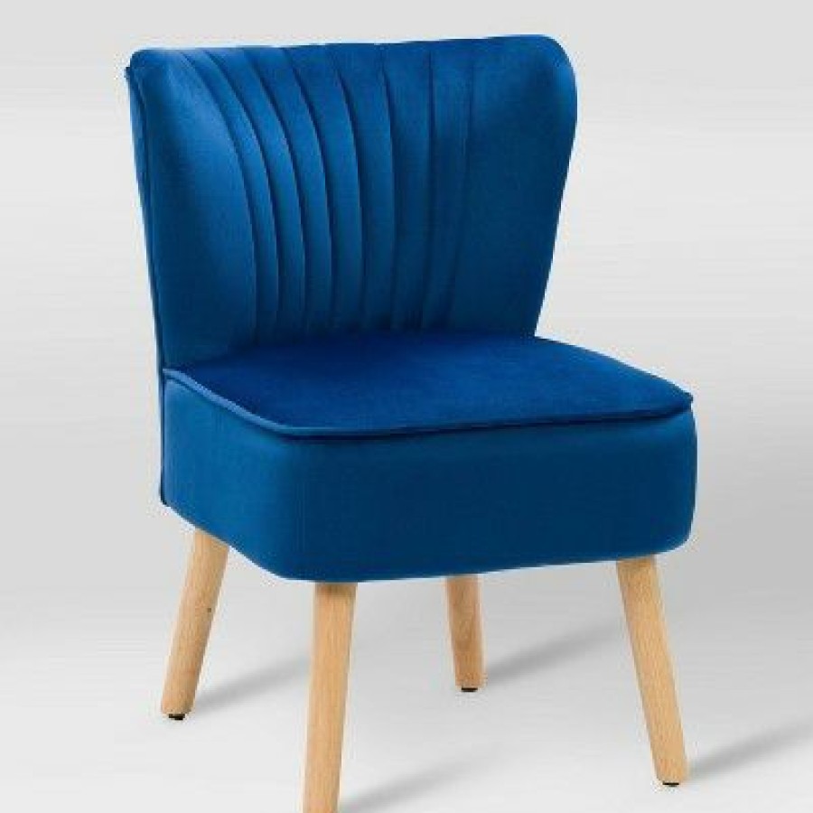 Lynwood Velvet Armless Accent Chair Blue Corliving | * Hot