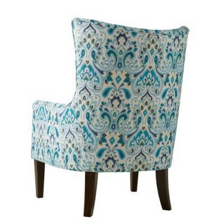 Helena Shelter Wing Chair Blue/Cream- Madison Park | * Online