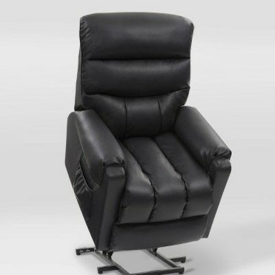 Dallas Power Lift Assist Leather Gel Recliner Black Corliving | * Online