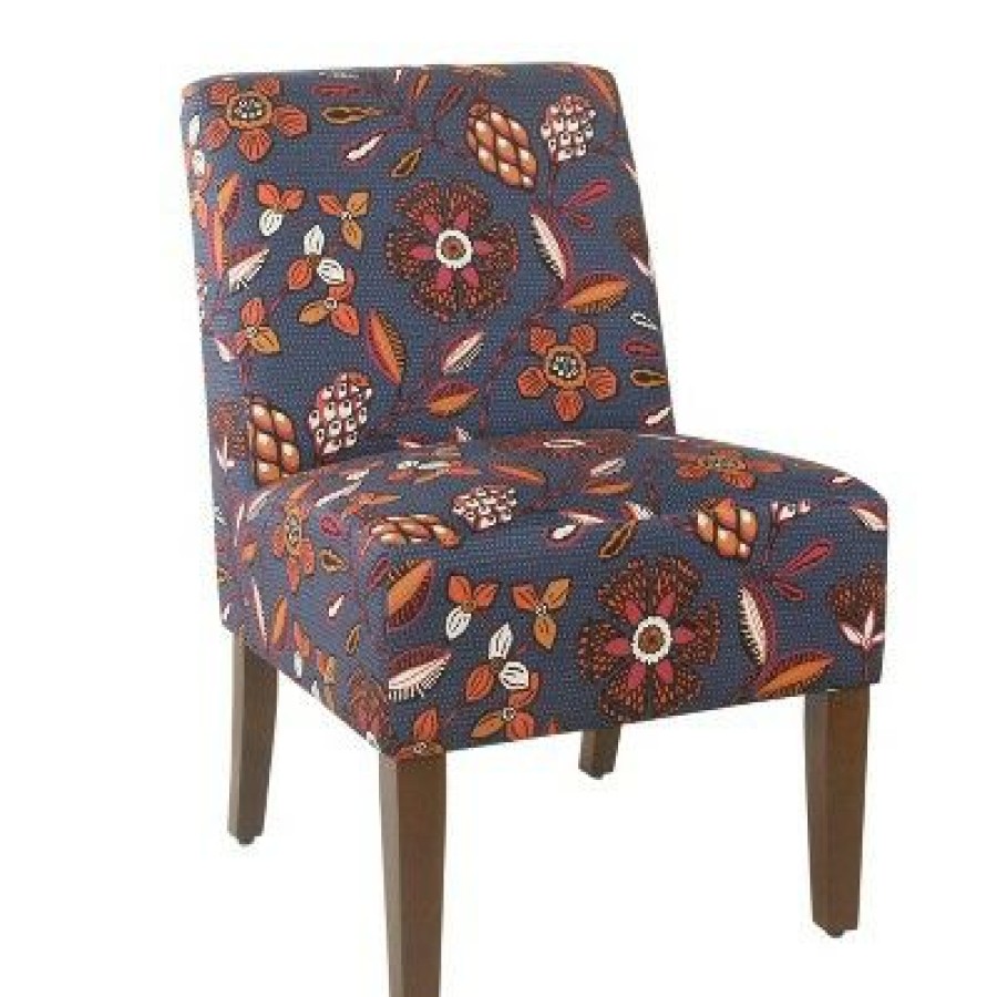 Armless Accent Chair Blue/Pink Floral Homepop | * Wholesale