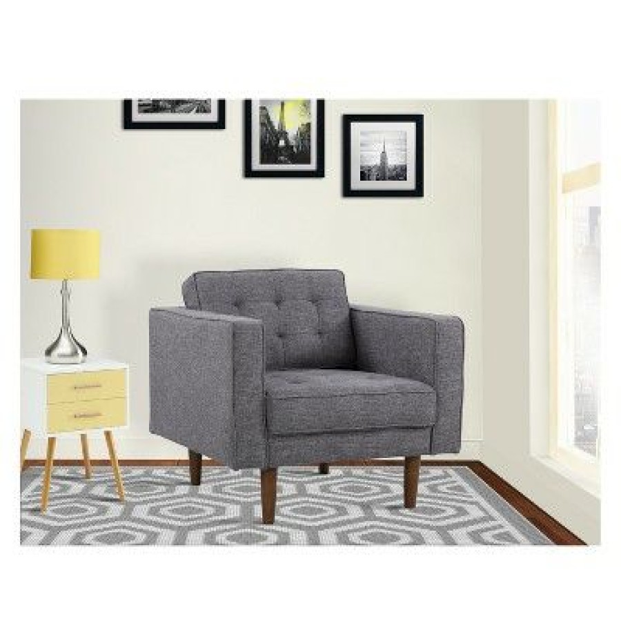 Element Mid-Century Modern Chair In Dark Gray Linen And Walnut Legs Armen Living | * New