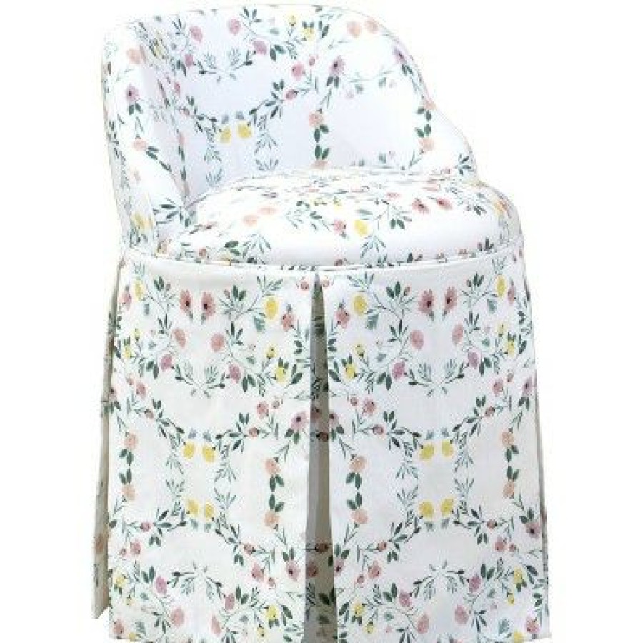 Vanity Chair In Kaleidoscope Floral Blush/White Skyline Furniture | * Wholesale