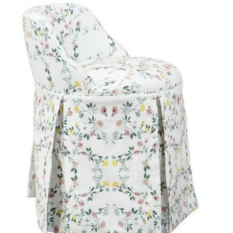 Vanity Chair In Kaleidoscope Floral Blush/White Skyline Furniture | * Wholesale