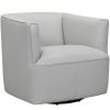 Whitney Genuine Leather Swivel Barrel Chair Dove Gray Armen Living | * Wholesale