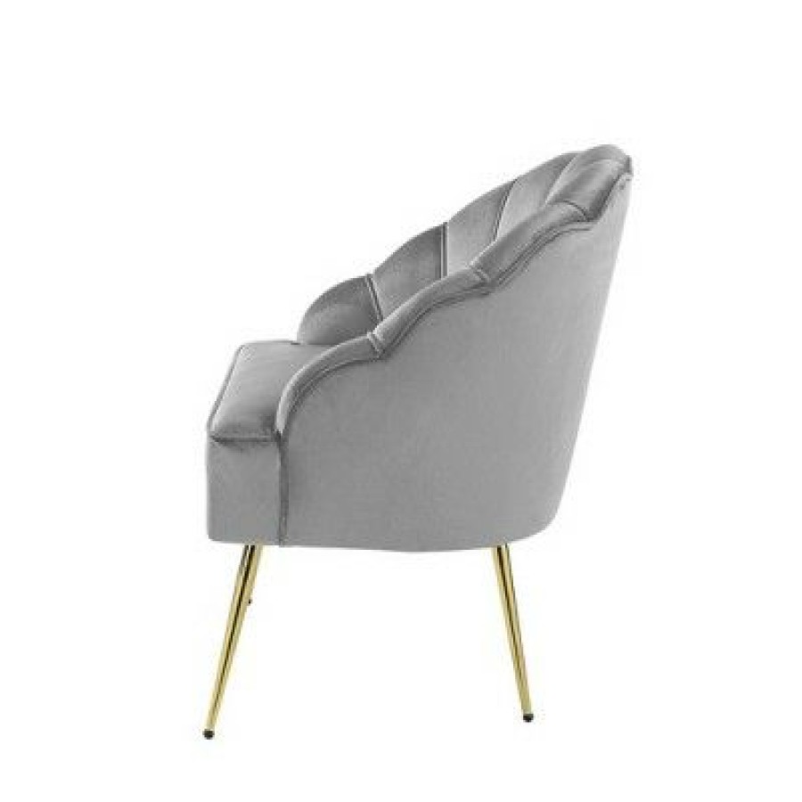 Simple Relax Velvet Wingback Accent Chair With Metal Legs In Gray | * Best