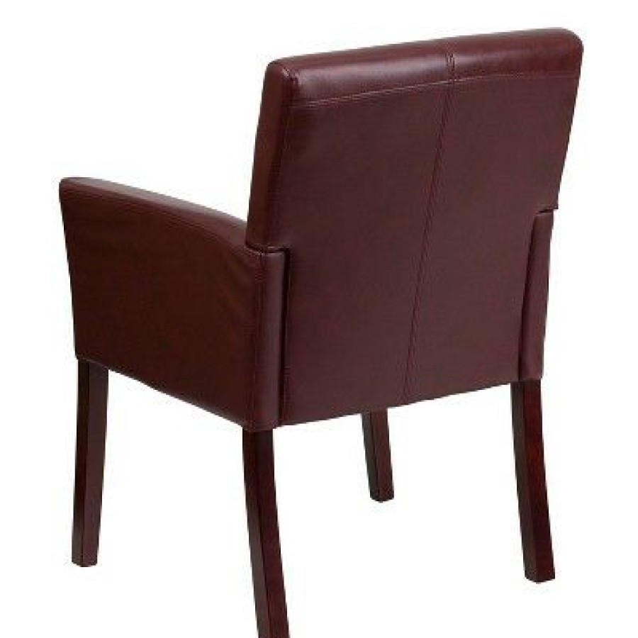 Executive Side Leather Chair Mahogany Legs Flash Furniture | * Wholesale