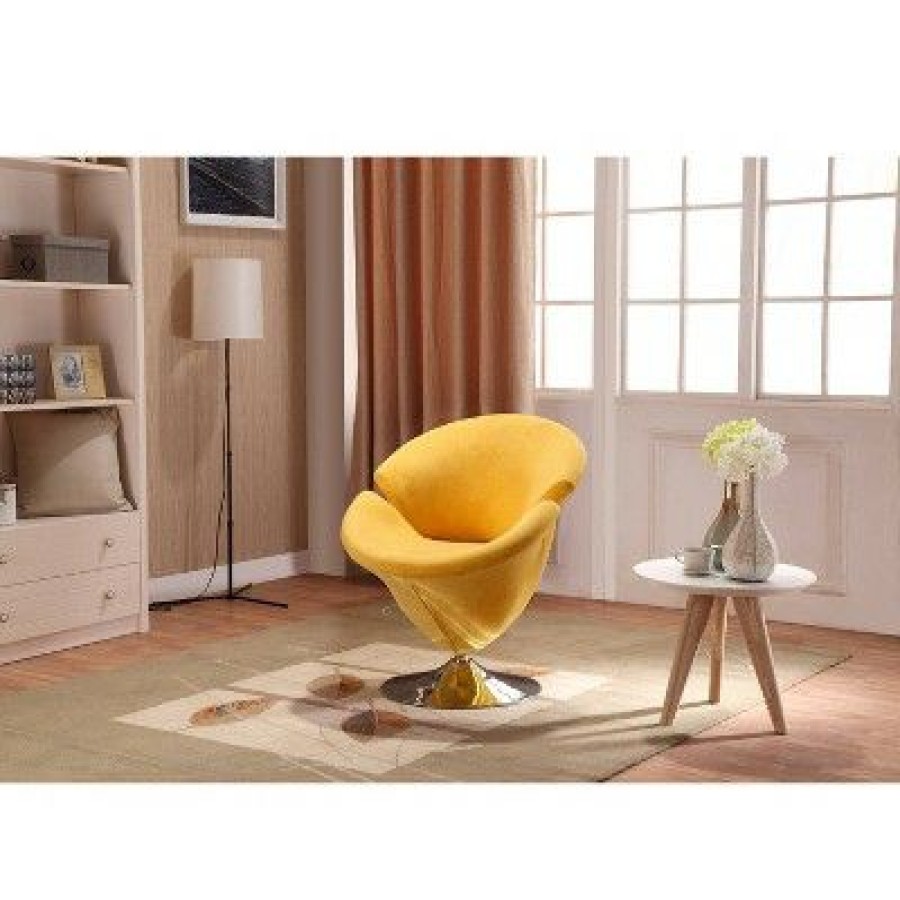 Set Of 2 Tulip Velvet Swivel Accent Chairs Yellow Manhattan Comfort | * Wholesale