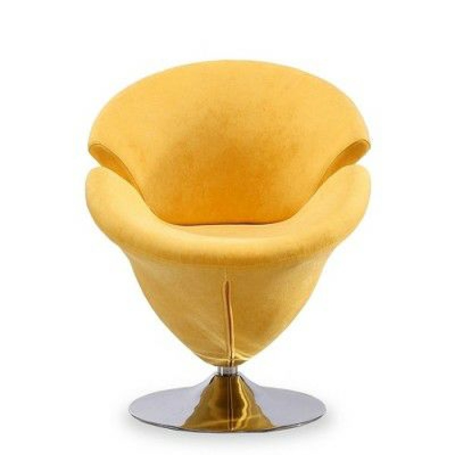 Set Of 2 Tulip Velvet Swivel Accent Chairs Yellow Manhattan Comfort | * Wholesale