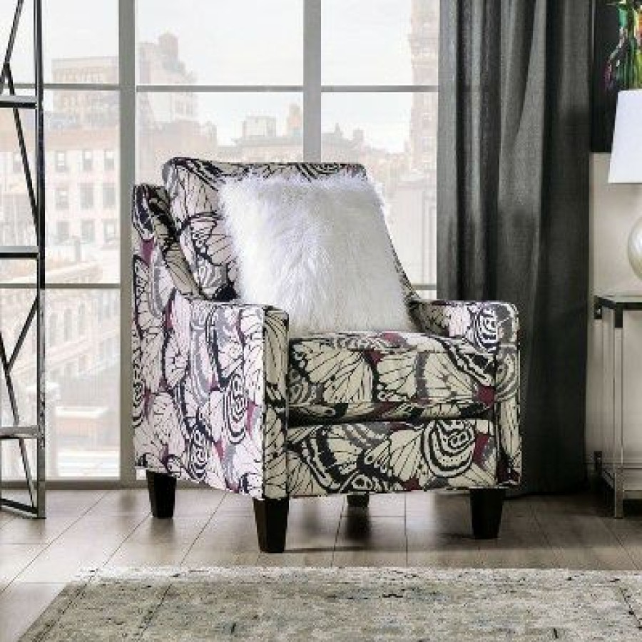 Schenley Upholstered Chair Plum/Ivory/White Homes: Inside + Out | * New