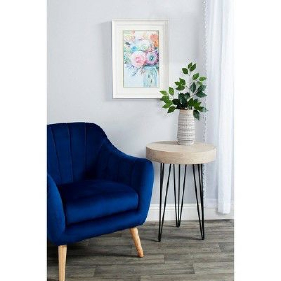 Olivia & May Modern Polyester And Wood Accent Chair Blue Olivia & May | * Clearance